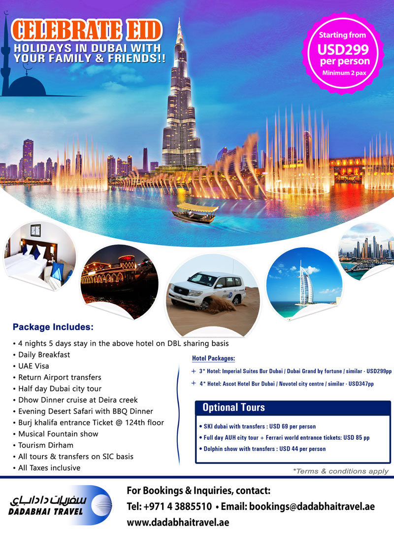 Celebrate EID Holidays in Dubai with Your Family & Friends